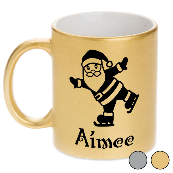 Santa Clause Making Snow Angels Metallic Mugs