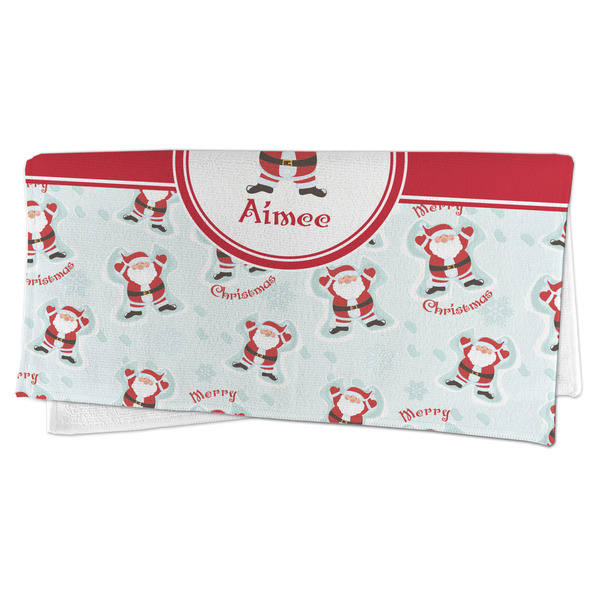 Santa Clause Making Snow Angels Microfiber Dish Rag - FOLDED (half)