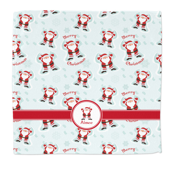 Custom Santa Clause Making Snow Angels Microfiber Dish Rag (Personalized)