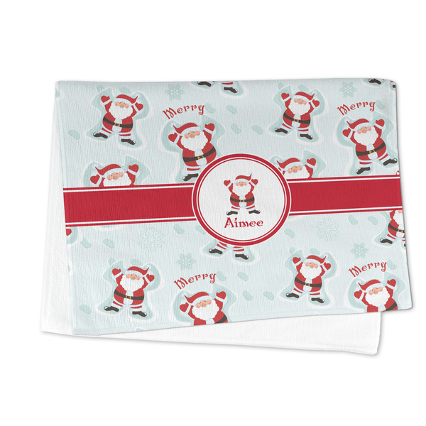 Santa Clause Making Snow Angels Microfiber Dish Towel - FOLDED HALF