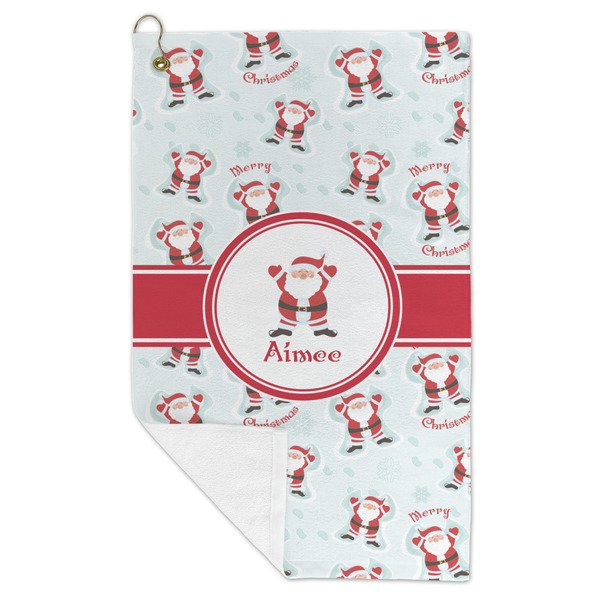 Santa Clause Making Snow Angels Microfiber Golf Towels - FOLD