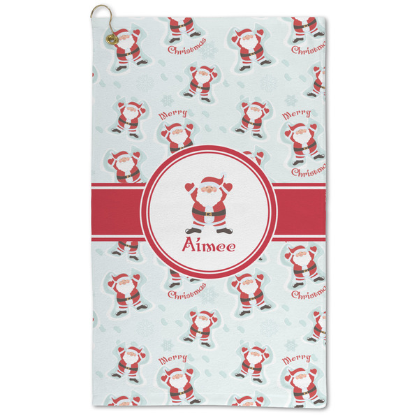 Custom Santa Clause Making Snow Angels Microfiber Golf Towel (Personalized)