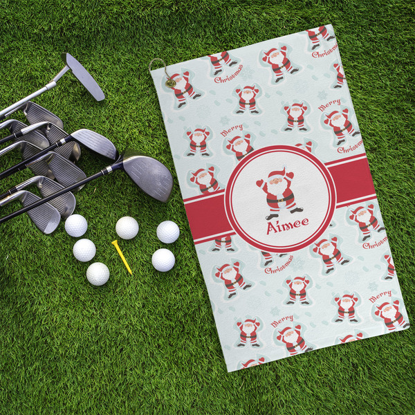 Santa Clause Making Snow Angels Microfiber Golf Towels - LIFESTYLE