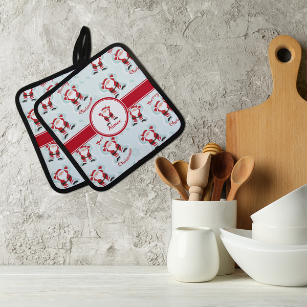 Santa Clause Making Snow Angels Neoprene Pot Holder - Set of 2  LIFESTYLE