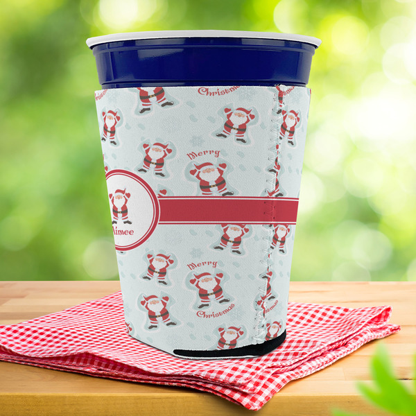 Santa Clause Making Snow Angels Party Cup Sleeves - with bottom - Lifestyle