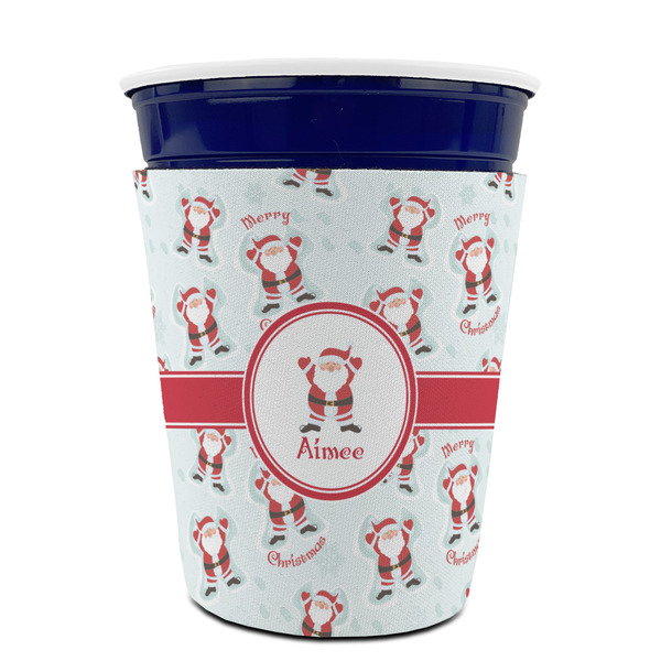 Santa Clause Making Snow Angels Party Cup Sleeves - without bottom - FRONT (on cup)