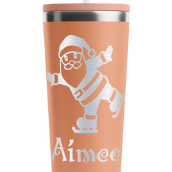 Santa Clause Making Snow Angels RTIC Everyday Tumbler with Straw - 28oz - Peach - Single-Sided (Personalized)