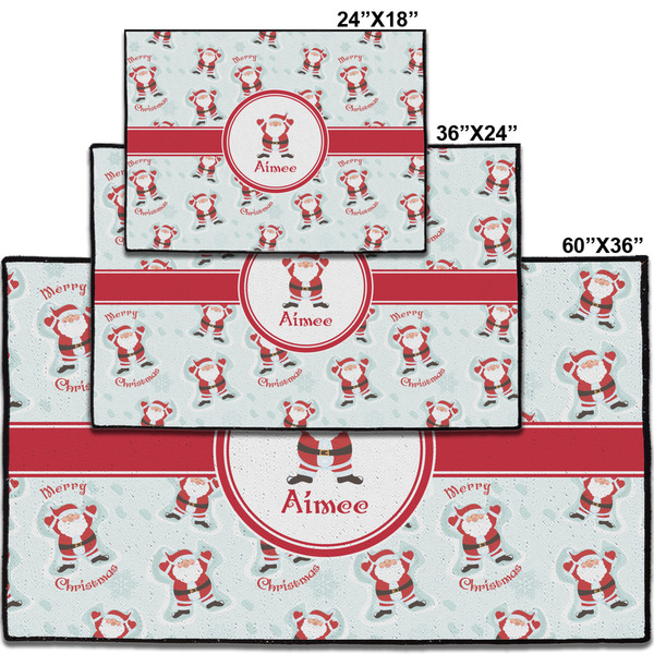 Santa Clause Making Snow Angels Personalized Door Mat - Group Parent IMF
