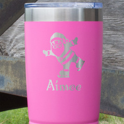Santa Clause Making Snow Angels 20 oz Stainless Steel Tumbler - Pink - Double Sided (Personalized)