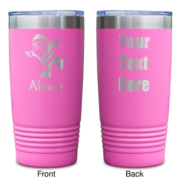 Santa Clause Making Snow Angels Pink Polar Camel Tumbler - 20oz - Double Sided - Approval
