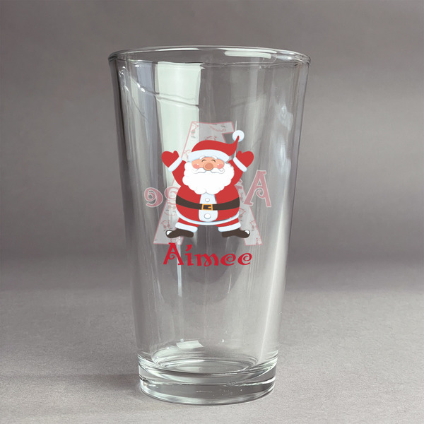 Custom Santa Clause Making Snow Angels Pint Glass - Full Color Logo (Personalized)