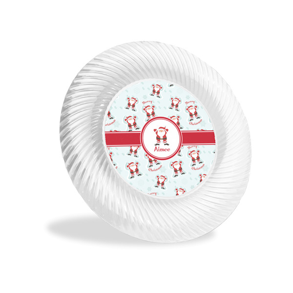 Custom Santa Clause Making Snow Angels Plastic Party Appetizer & Dessert Plates - 6" (Personalized)