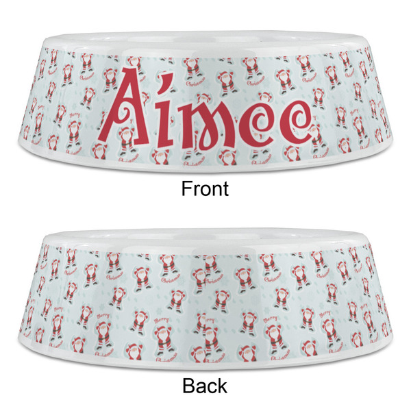 Santa Clause Making Snow Angels Plastic Pet Bowls - Large - APPROVAL