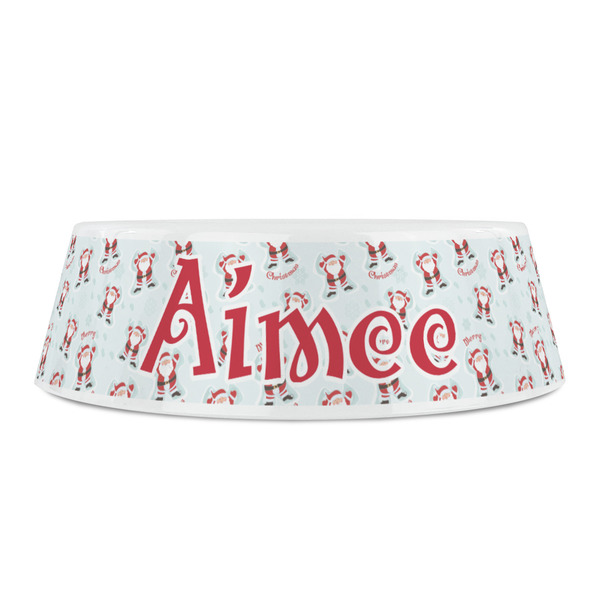 Santa Clause Making Snow Angels Plastic Pet Bowls - Small - FRONT