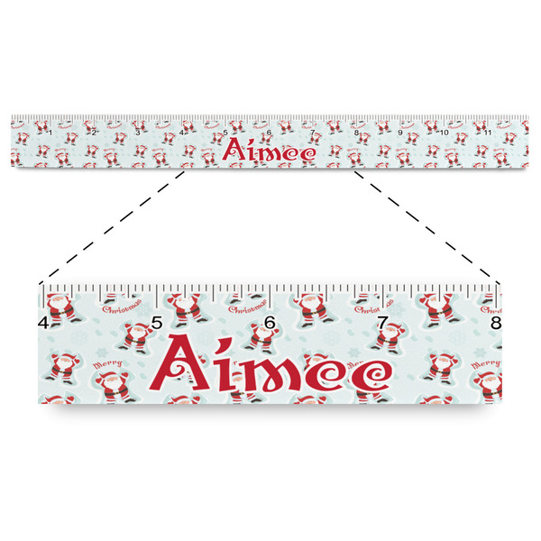 Custom Santa Clause Making Snow Angels Plastic Ruler - 12" (Personalized)