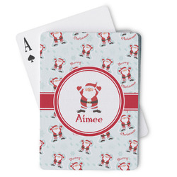 Santa Clause Making Snow Angels Playing Cards (Personalized)