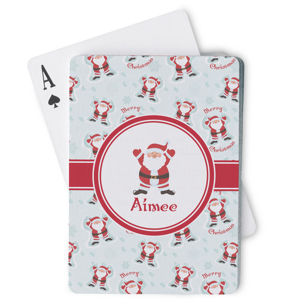 Custom Santa Clause Making Snow Angels Playing Cards (Personalized)