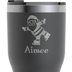 Santa Clause Making Snow Angels RTIC Tumbler - Black - Engraved Front (Personalized)