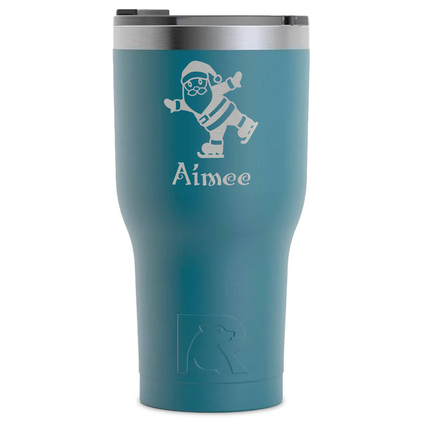 Custom Santa Clause Making Snow Angels RTIC Tumbler - Dark Teal - Laser Engraved - Single-Sided (Personalized)