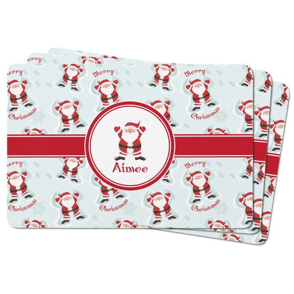 Santa Clause Making Snow Angels Rectangular Fridge Magnet - THREE