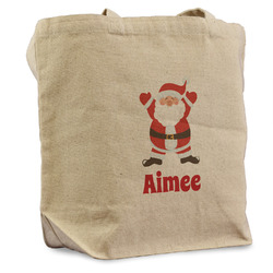 Santa Clause Making Snow Angels Reusable Cotton Grocery Bag (Personalized)