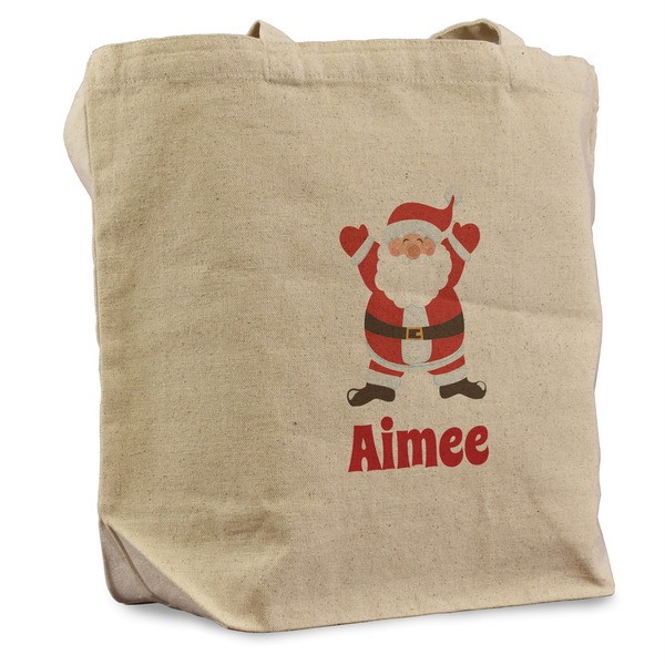 Custom Santa Clause Making Snow Angels Reusable Cotton Grocery Bag (Personalized)