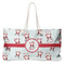 Santa Clause Making Snow Angels Large Rope Tote Bag - Front View