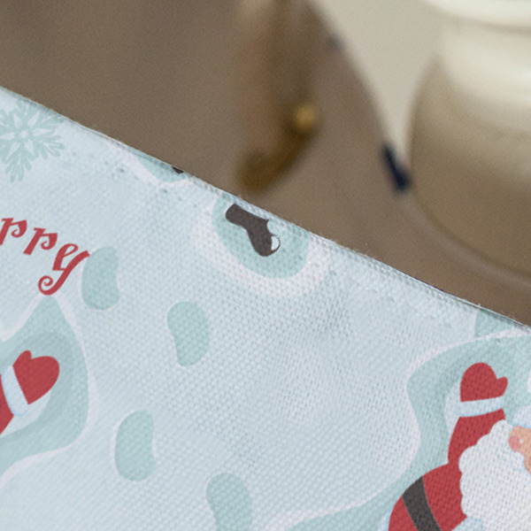 Santa Clause Making Snow Angels Large Rope Tote - Close Up View