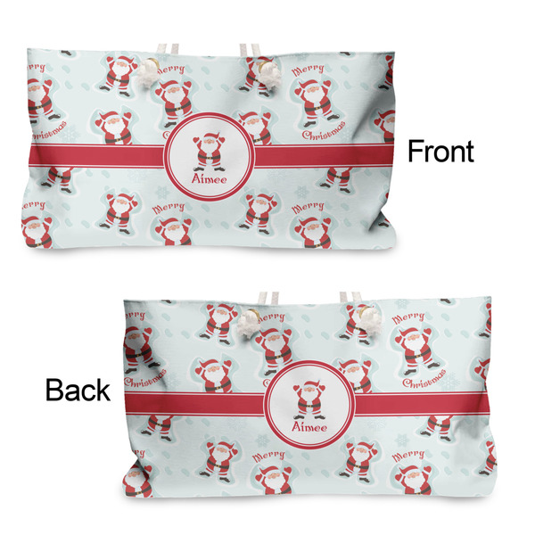 Santa Clause Making Snow Angels Large Rope Tote - From & Back View