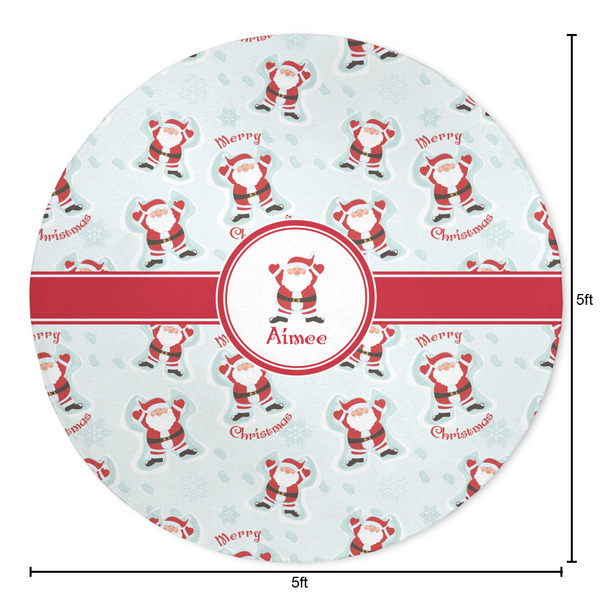 Santa Clause Making Snow Angels Round Area Rug - Size