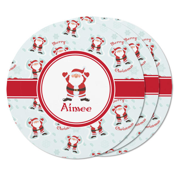 Santa Clause Making Snow Angels Round Fridge Magnet - THREE