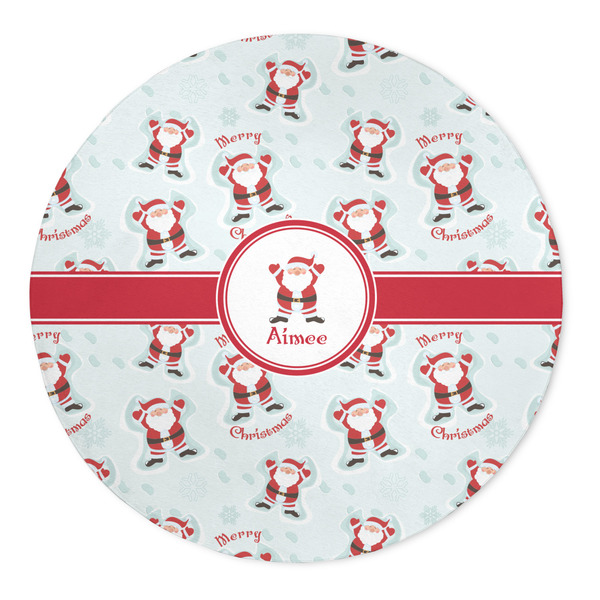 Custom Santa Clause Making Snow Angels 5' Round Indoor Area Rug (Personalized)