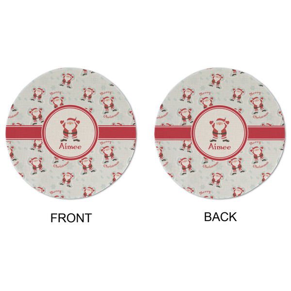 Santa Clause Making Snow Angels Round Linen Placemats - APPROVAL (double sided)
