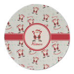 Santa Clause Making Snow Angels Round Linen Placemat (Personalized)