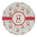 Santa Clause Making Snow Angels Round Linen Placemat (Personalized)