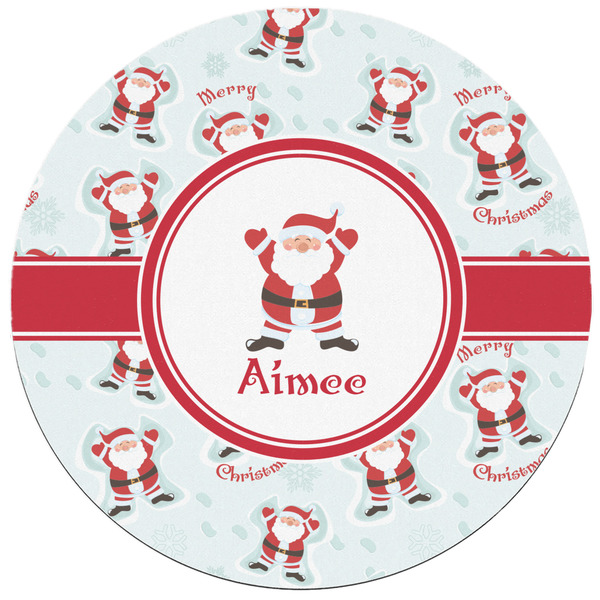 Santa Clause Making Snow Angels Round Mousepad - APPROVAL