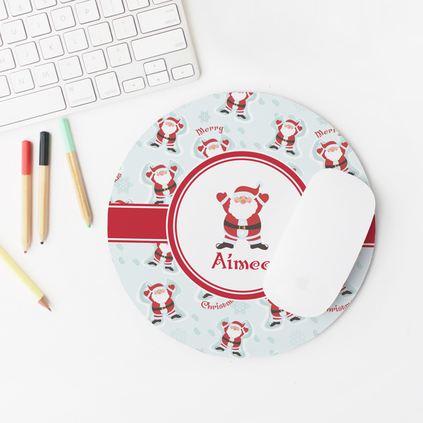 Santa Clause Making Snow Angels Round Mousepad - LIFESTYLE 2