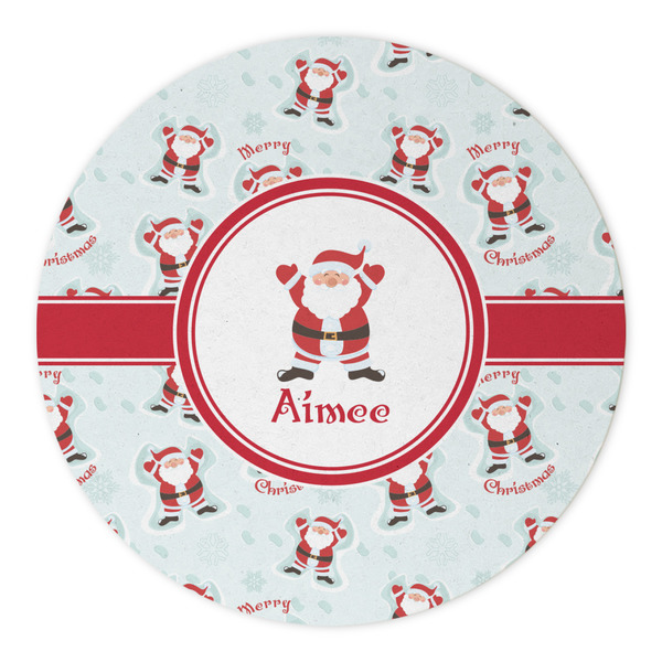 Santa Clause Making Snow Angels Round Paper Coaster - Approval