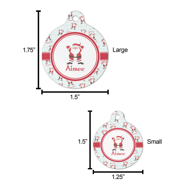 Santa Clause Making Snow Angels Round Pet ID Tag - Large - Comparison Scale