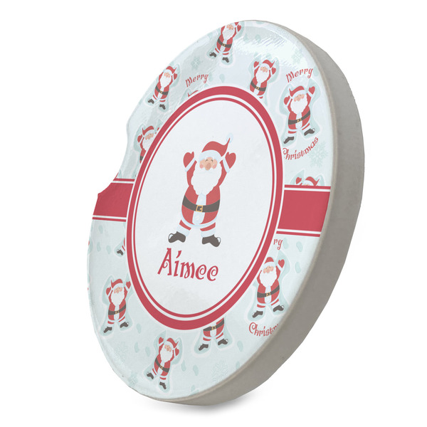 Santa Clause Making Snow Angels Sandstone Car Coaster - STANDING ANGLE