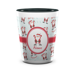 Santa Clause Making Snow Angels Ceramic Shot Glass - 1.5 oz - Two Tone - Set of 4 (Personalized)