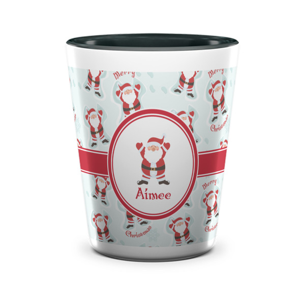 Santa Clause Making Snow Angels Shot Glass - Two Tone - FRONT