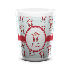 Santa Clause Making Snow Angels Ceramic Shot Glass - 1.5 oz - White - Set of 4 (Personalized)