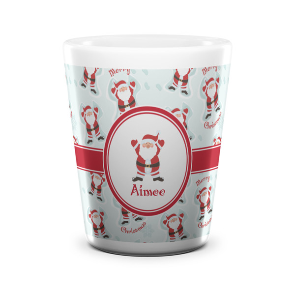 Santa Clause Making Snow Angels Shot Glass - White - FRONT