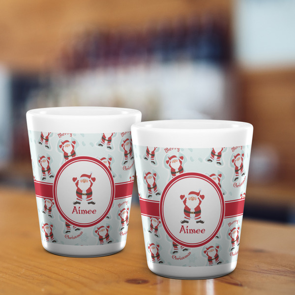 Santa Clause Making Snow Angels Shot Glass - White - LIFESTYLE