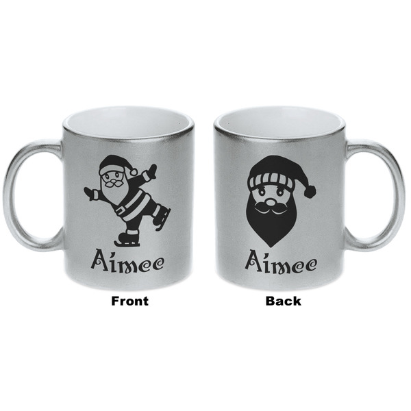 Santa Clause Making Snow Angels Silver Mug - Approval