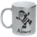Santa Clause Making Snow Angels Metallic Silver Mug (Personalized)