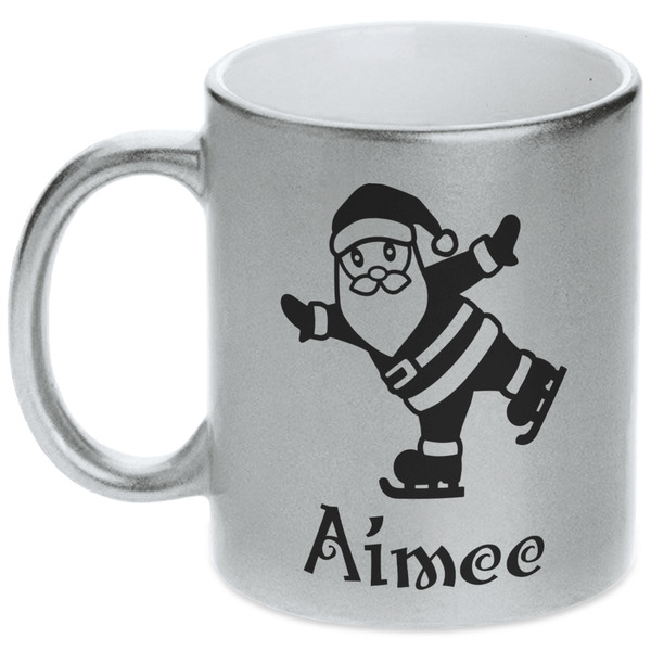 Santa Clause Making Snow Angels Silver Mug - Main