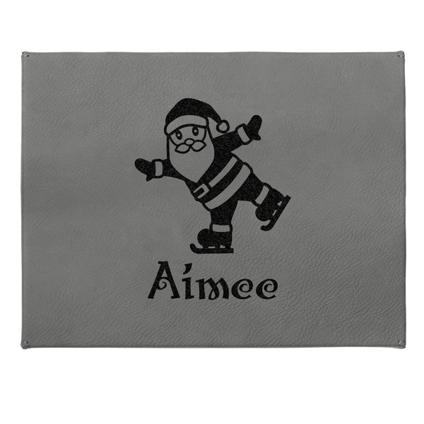 Santa Clause Making Snow Angels Small Engraved Gift Box with Leather Lid - Approval