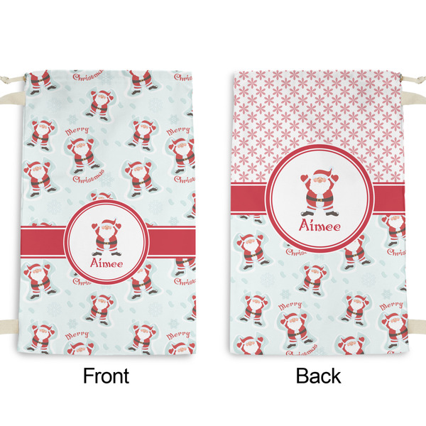 Santa Clause Making Snow Angels Small Laundry Bag - Front & Back View